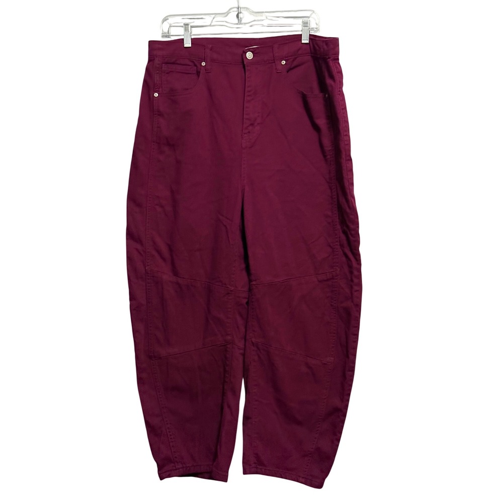 And Now This Womens Burgundy High Rise Barrel Leg Tapered Utility Pants 31